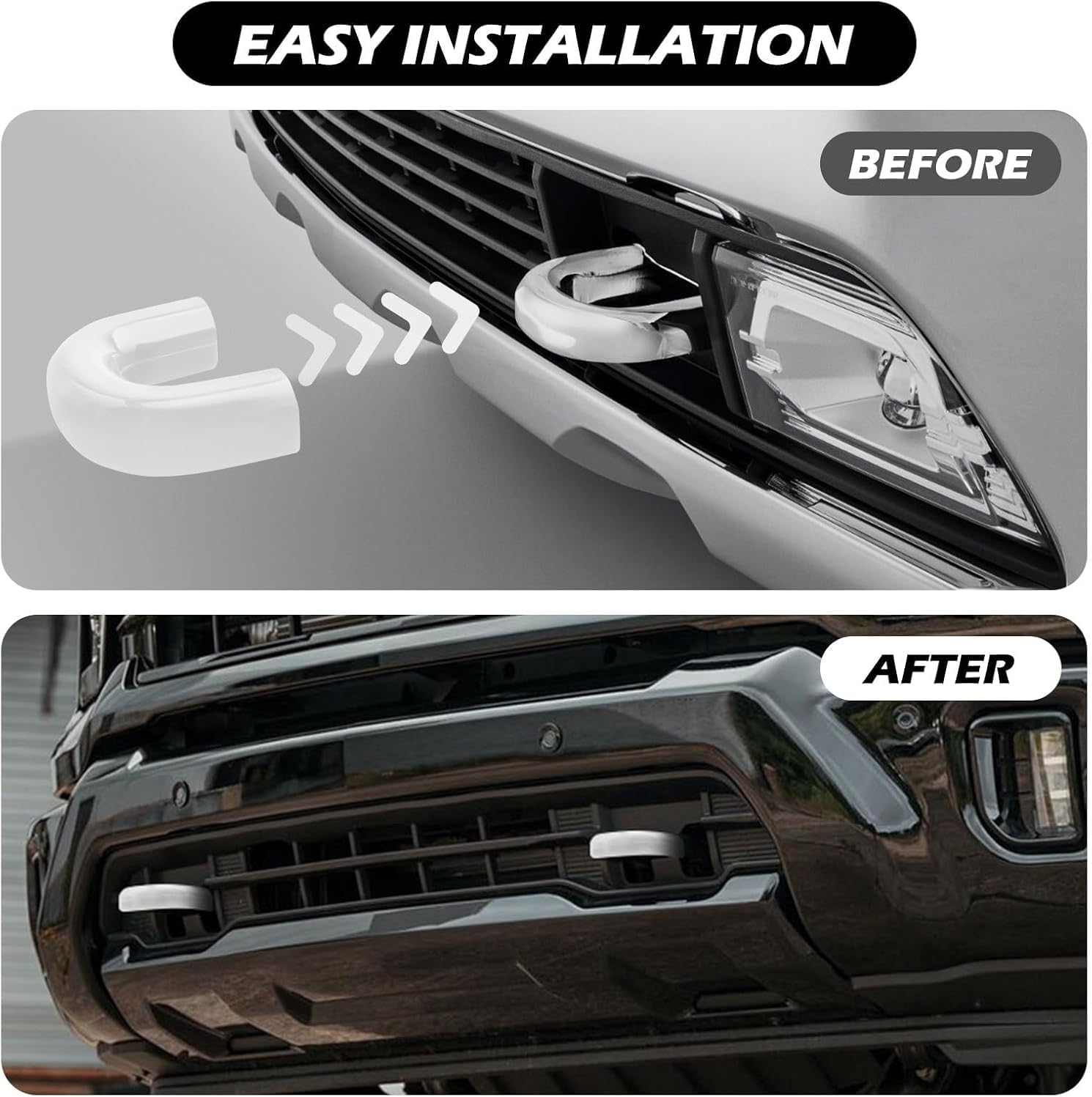 2PCS Tow Hook Covers for Chevy Silverado 2020-2026 2500/3500 HD Front Tow Hook Cap (White)
