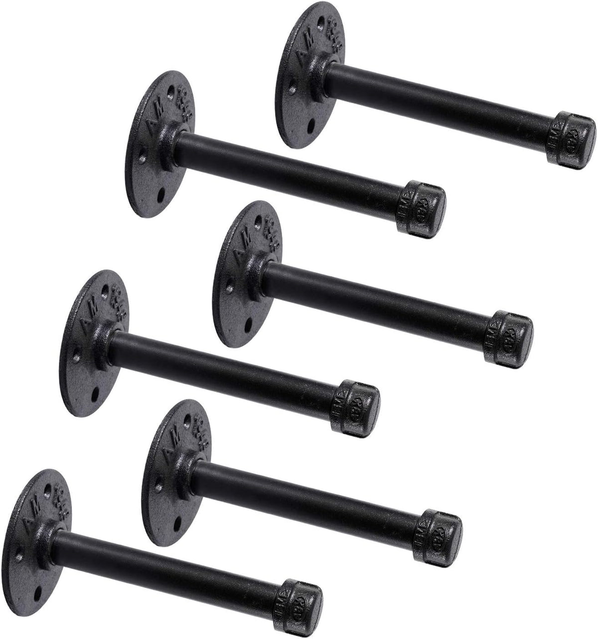 1/2" industrial black iron pipe shelf brackets, rustic, main product view