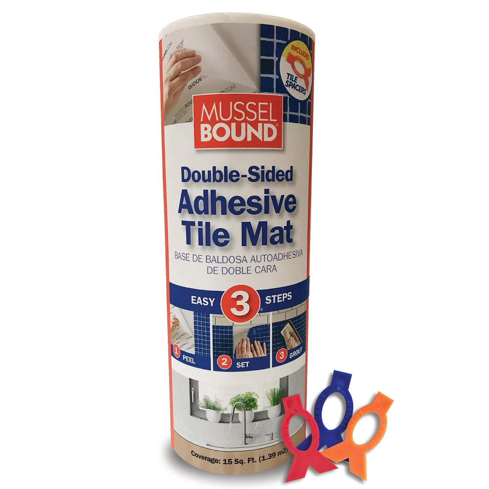 MusselBound® Adhesive Tile Mat with Spacers - a Strong Double-Sided Adhesive ...