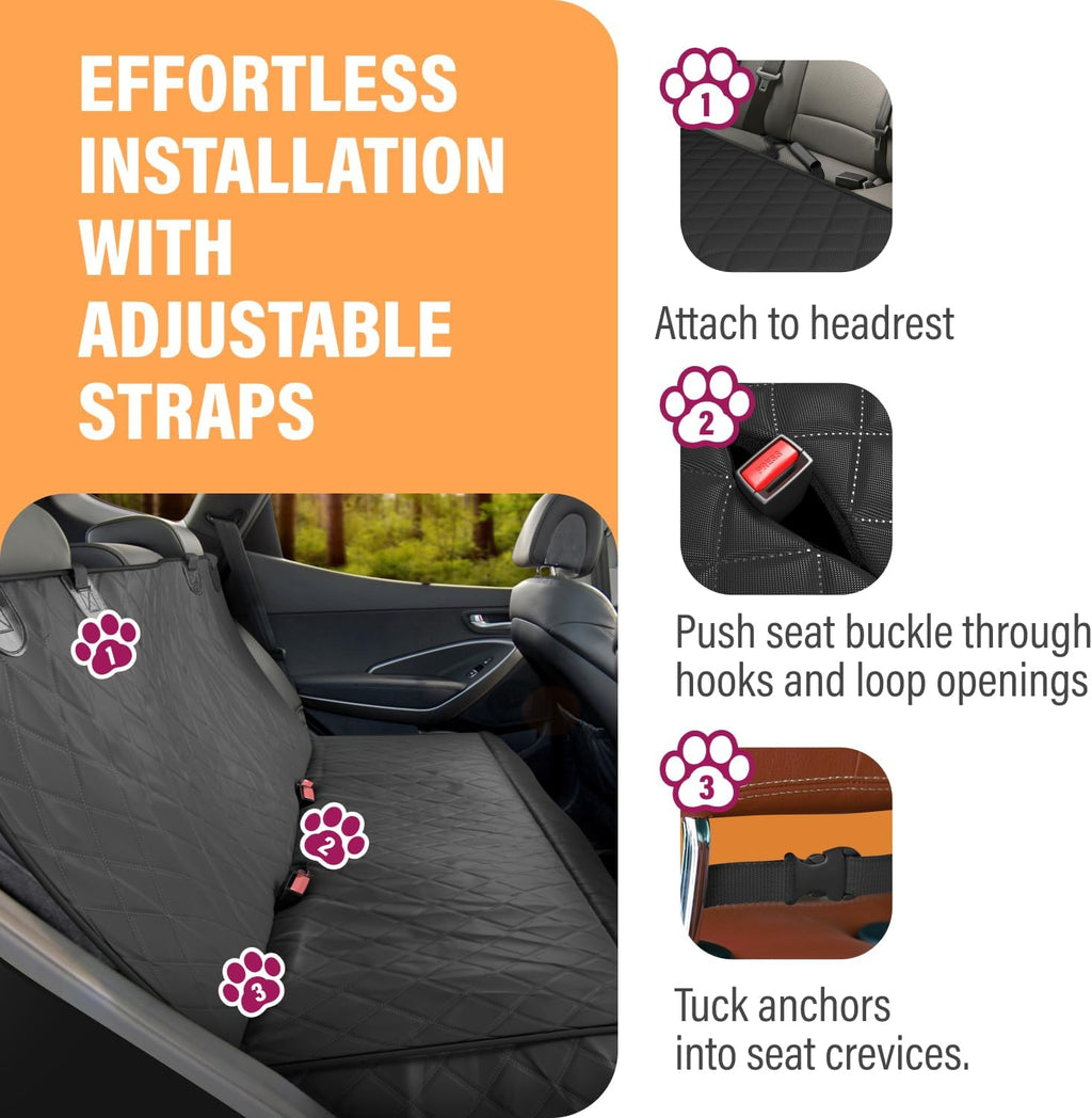 active pets black standard dog car hammock back, close-up detail