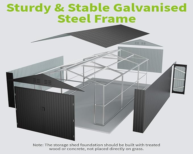 20 x 13 FT Outdoor Storage Shed, Large Metal Garden Shed - Image 9