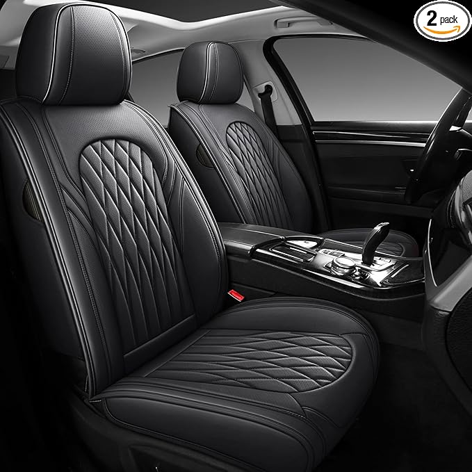 WELLDO Car Seat Covers Front Seats, Leather Seat Covers by WELLDO