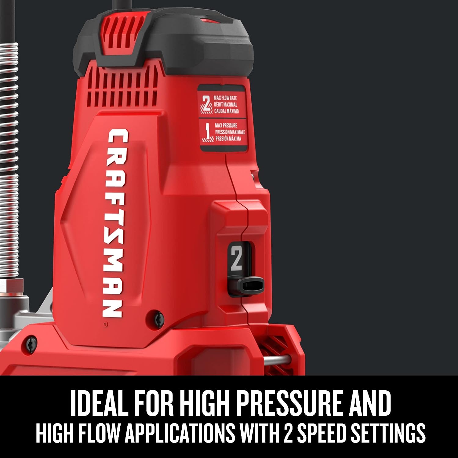 CRAFTSMAN Grease Gun V20 Electric Grease Gun Cordless, 40" Hose, LED Light, 10,000 Max PSI Pushes up to 9 oz. of Grease per Minute, Tool Only (CMCGG001B)