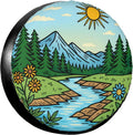 Scenic Mountain River Views Spare Tire Cover Universal for Rv Suvs Trucks Camper Travel Trailers, Funny Waterproof Polyester Wheel Protector Covers,15 inch