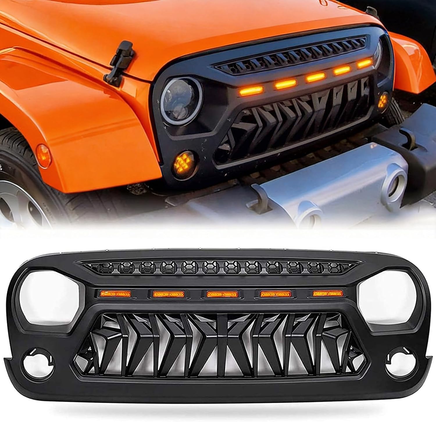 Grill Compatible with The Following Models:Jeep Wrangler JK JUK 2007 2008 2009 2010 2011 2012 2013 2014 2015 2016 2017 2018 JK JUK Shark Grille