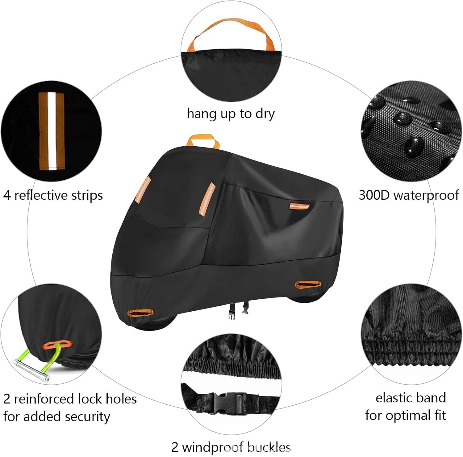 Motorcycle Cover for Honda Rebel 1100（DCT）/1100 T（DCT）/1100 S Edition（DCT）, Two Anti-theft Lockholes Motorcycle Protective Clothing Light Scooter Protective Cover Waterproof and Windproof Car Visor