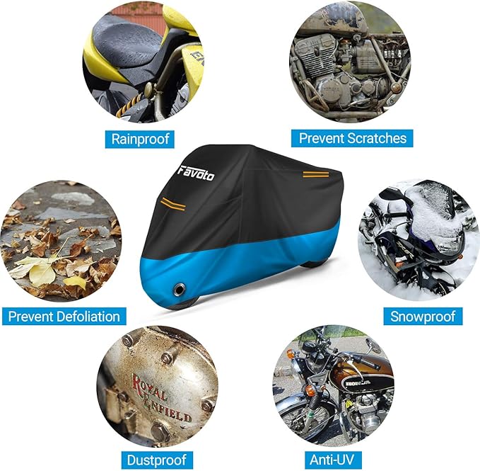 Favoto Motorcycle Cover 104 inches Length All Season Universal Weather - Image 7