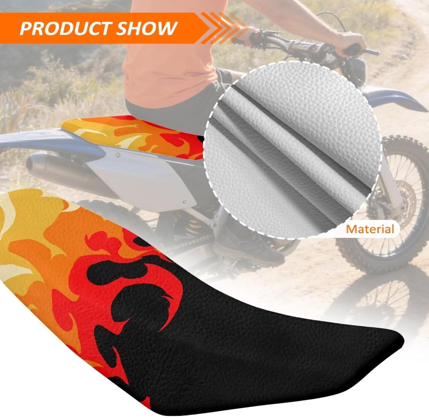 Fire Flame Dirt Bike Seat Cover Anti Slip Motorcycle Seat Cover Full Protection for E Dirt Pit Bike Ebike Motocross Motorcycle Enduro KX KLX 65 80 85 100 110 250 450