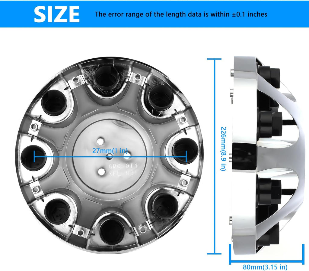 Wheel Center Hub Cap 9597819 (Set of 1), 8 7/8 Inch Diameter Center Cover Hubcap Compatible with Chevrolet Silverado 2500 3500 SRW GMC Sierra 2500 3500 11-26, Suburban 3500HD 16-19