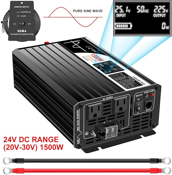 Xijia 1500W Pure Sine Wave Solar Power DC 24V Inverter AC 120V 60HZ Solar - Image 4