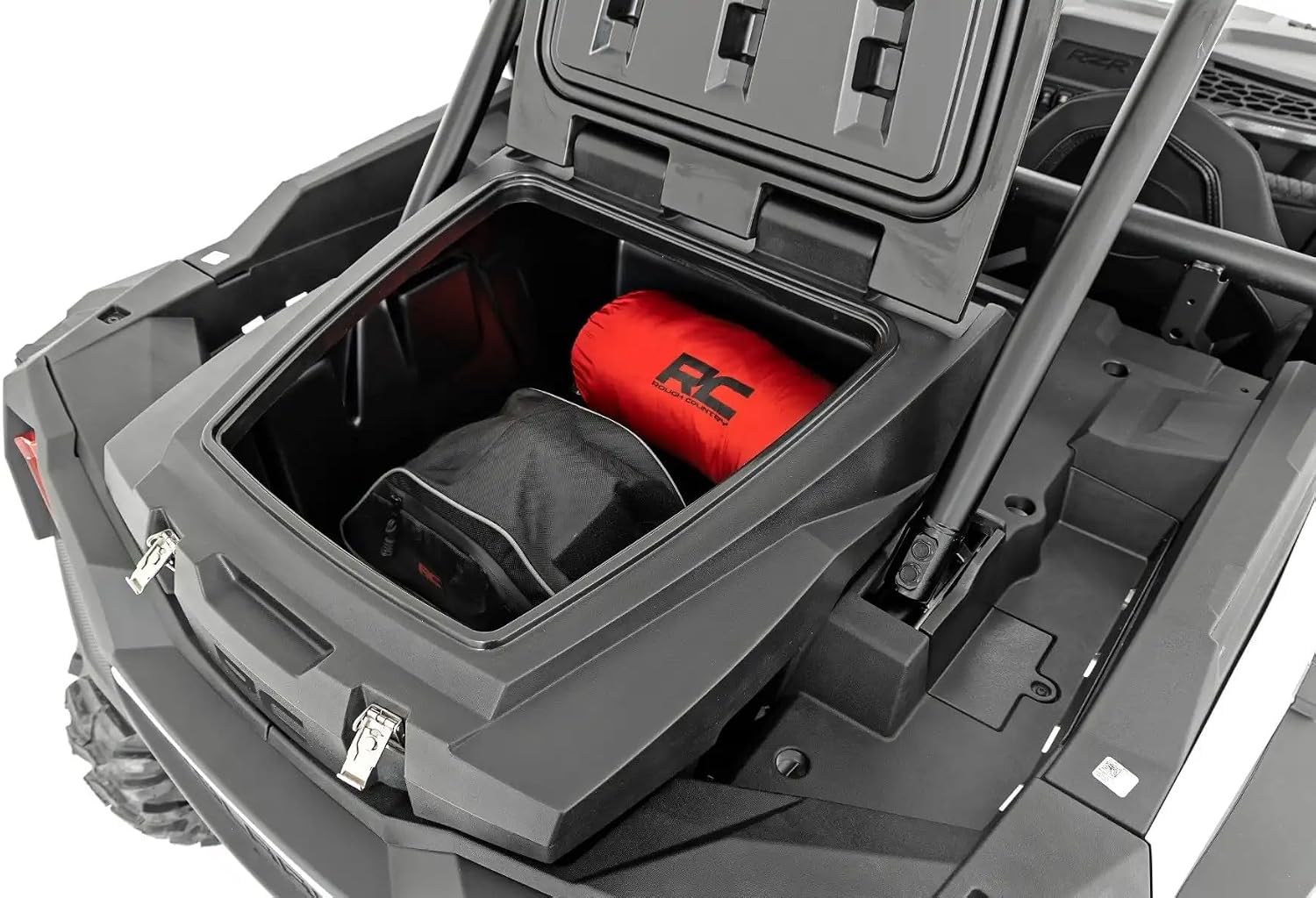 Rough Country Rear Bed Cargo Box for Polaris RZR XP 1000 (2 & 4-Seat Models) - 27-Gallon Storage Capacity, Watertight Seal, High-Impact UV-Resistant, Lockable Latches
