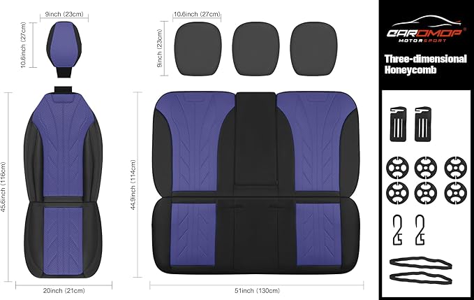 CAROMOP Luxury Faux Leather&Fabric Car Seat Covers Full Set - Image 8
