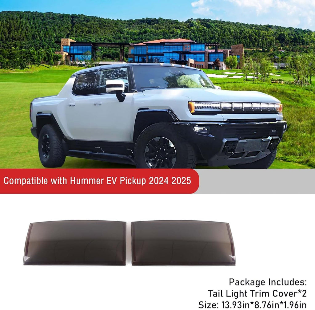 Yinanlutos Taillight Cover Trim Compatible with Hummer EV Pickup Truck 2024 2025 2026 Accessories Smoked Rear Tail Light Trim Cover Exterior Protection Decoration Accessories 2pcs