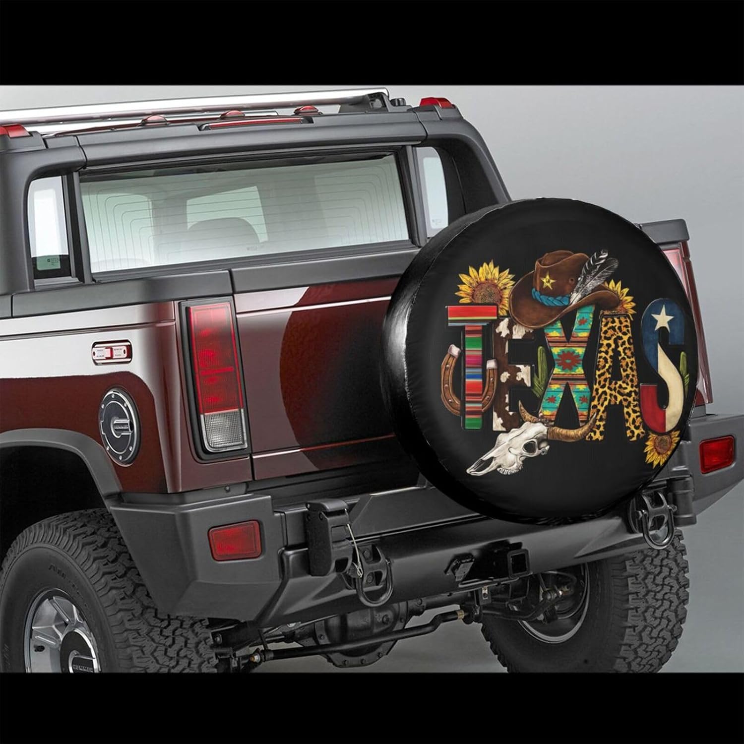 Texas Boho Spare Tire Cover Universal for Rv Suvs Trucks Camper Travel Trailers, Waterproof Polyester Wheel Protector Covers Outdoor,15 inch