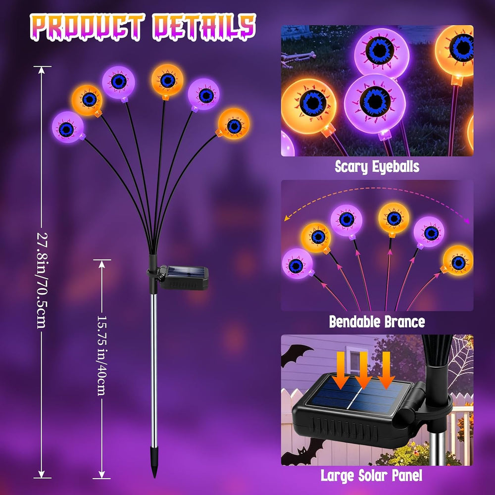 Halloween Decorations Outdoor, Scary Eyeballs Solar Garden Light, 4 Pack