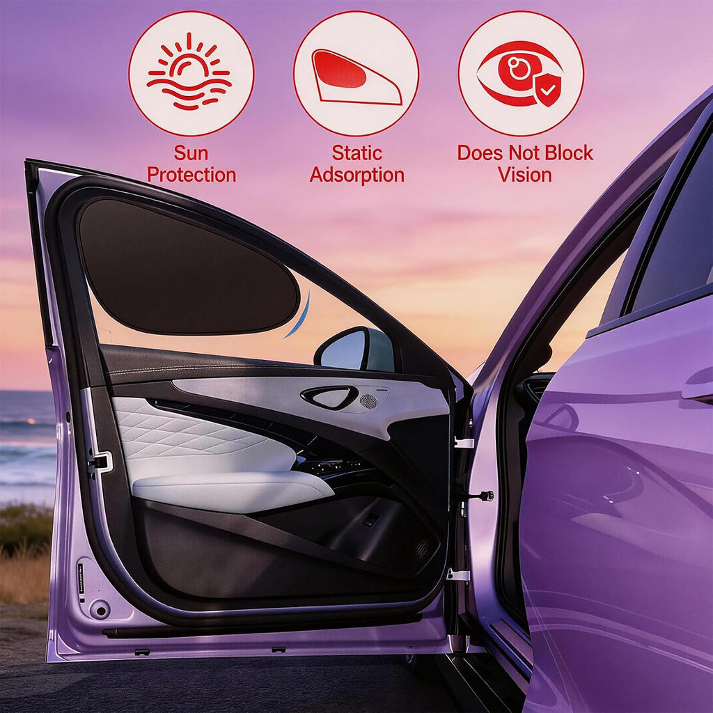 2 Pack Car Window Shades, Static Cling Car Shades for Side Windows, Side Window Sun Shade No Suction Cup Needed, Blocks UV Rays, Perfect for Family Travel