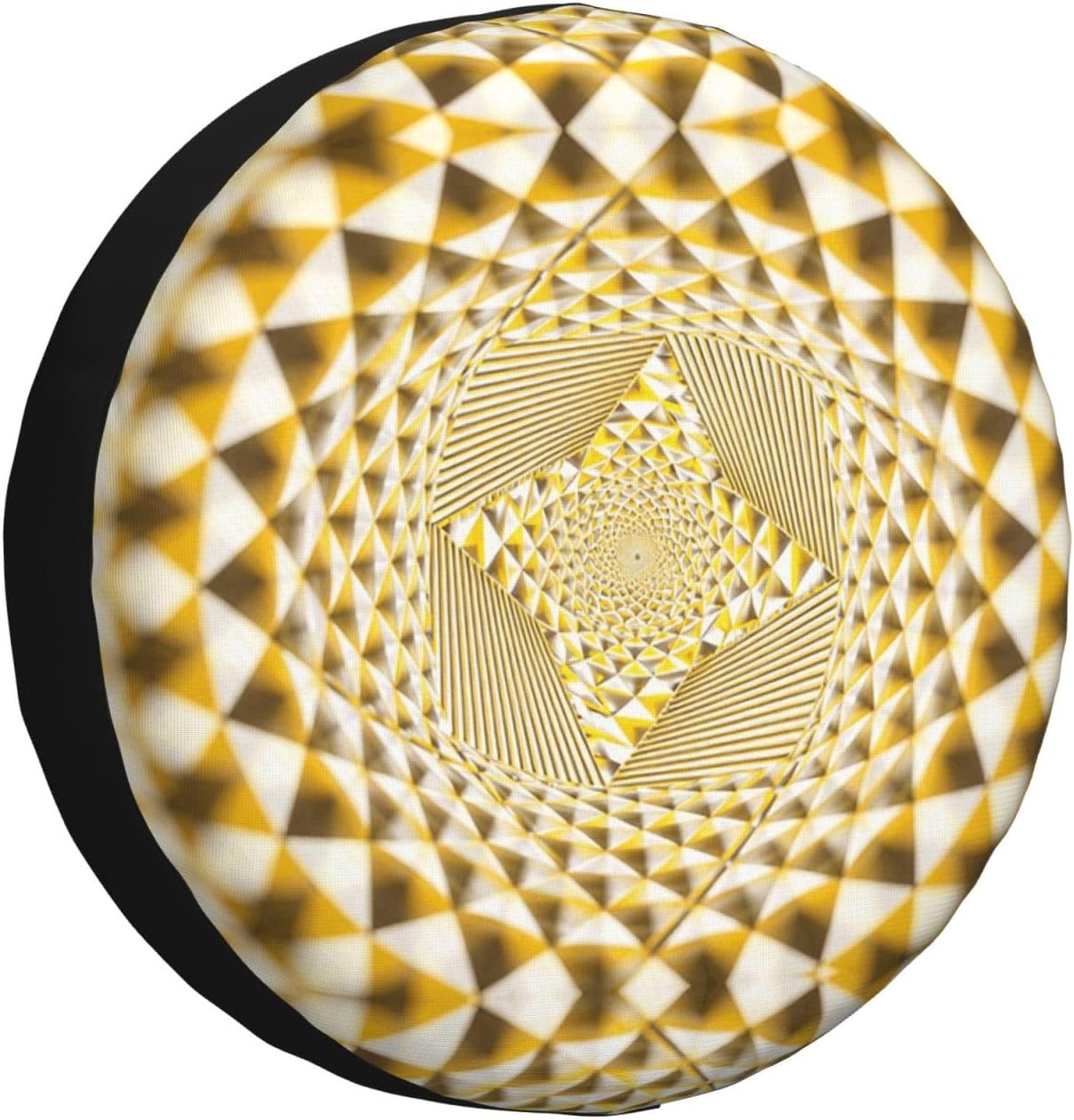 3D Optical Dizziness Yellow Grid Print Universal Spare Tire Cover for Jeep | Wheel Protector Fits Rv, Trailer, Jeep, Shield Tires From Sun, Dirt And Rain For Outdoor Storage