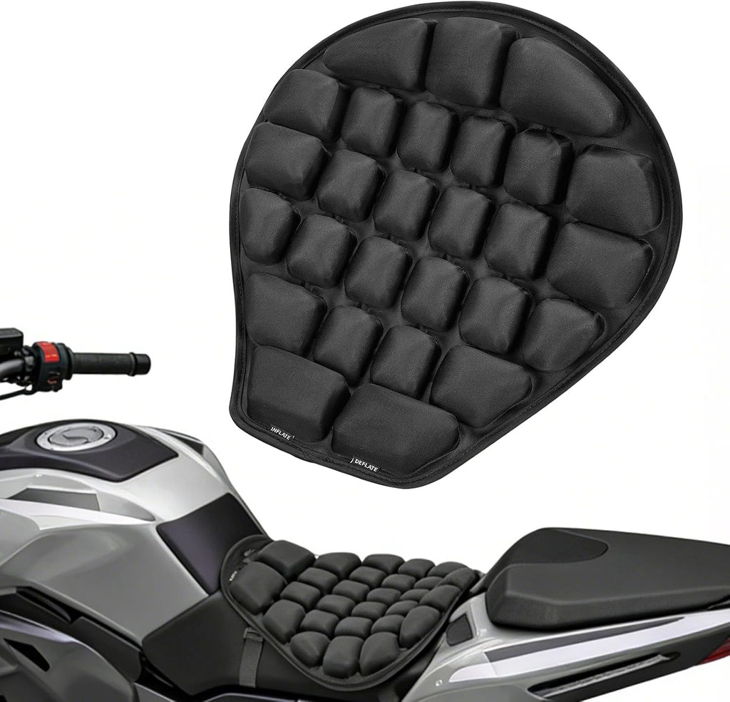 JFT Motorcycle Seat Cushion Air Pad Cover with Built-in Pump for Enduro Sports Street 14x15in Black Reduces Pressure by 30% for Long Rides Electric Mopeds