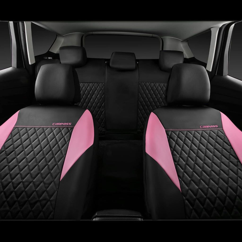 car pass pink leather seat covers,girly quilting pretty, package contents