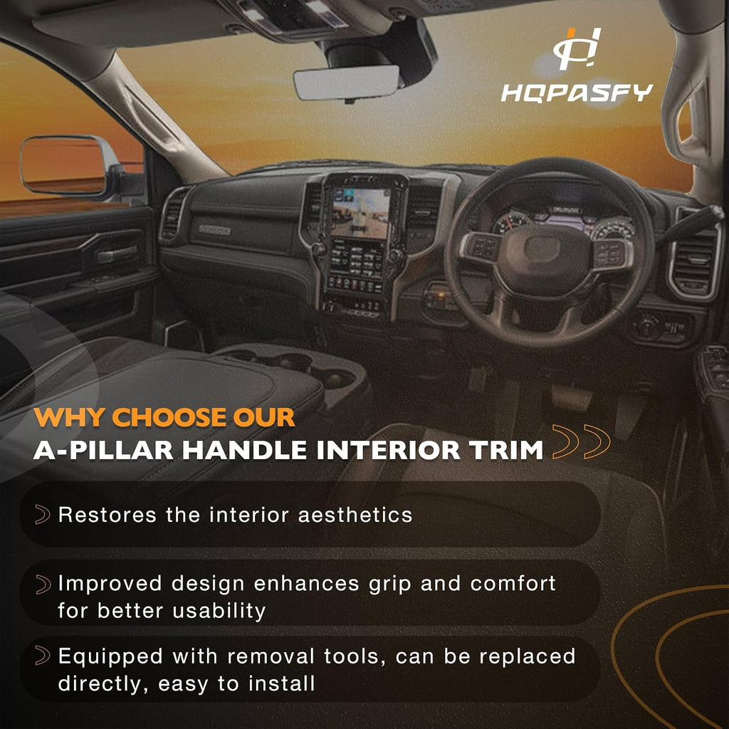 HQPASFY A Pillar Grab Handle Interior Trim (1 Pair), Compatible with 2002-2009 Dodge Ram 1500/2500/3500 Pickup, Replace# 1TE75BD1AA, 1TE74BD1AA Left Right Driver Passenger Side Beige