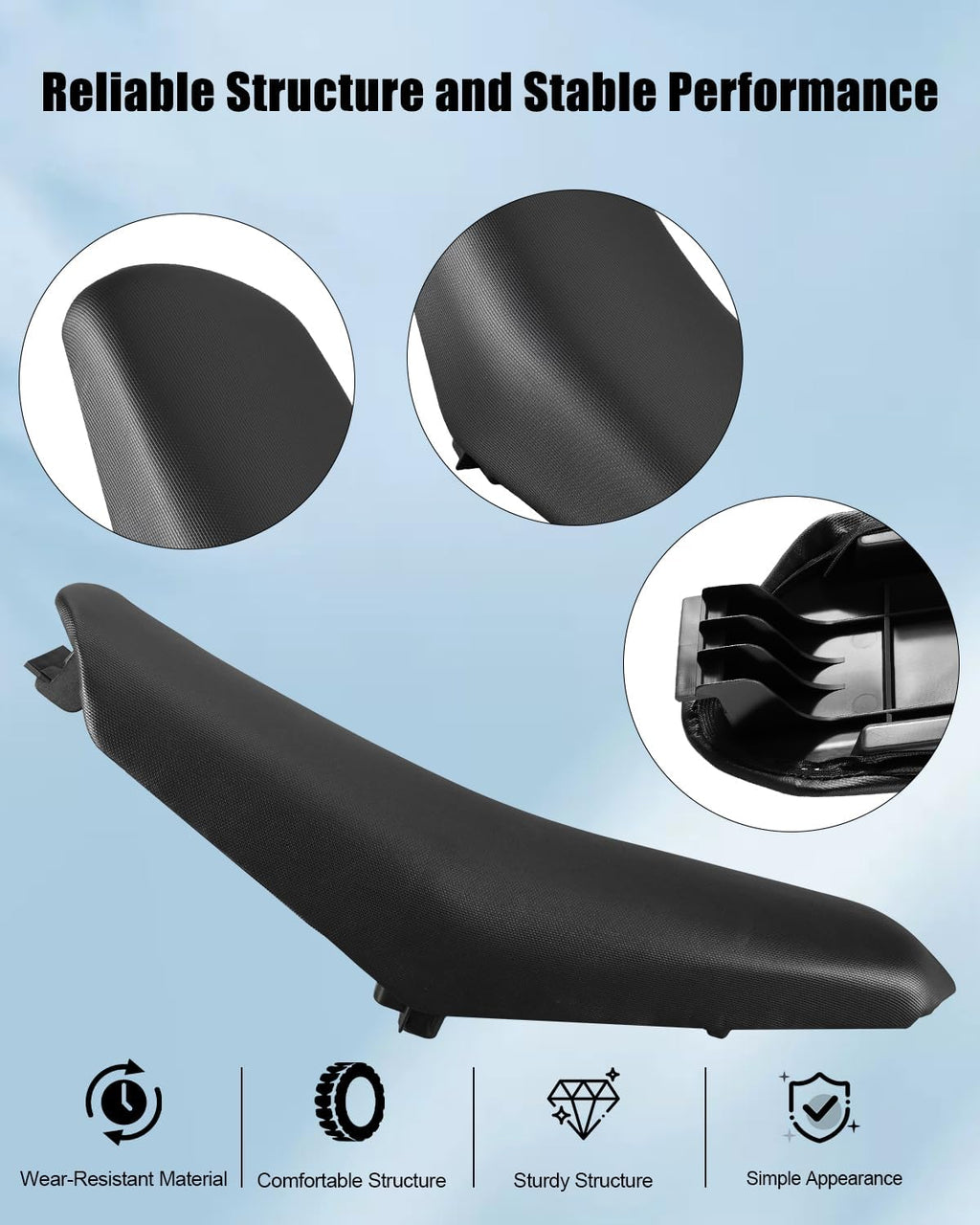 Motorcycle Replacement Seat Cushion Pad Fit for Tutti Tutto Soleil 01, Black Non-Slip Seat Cover