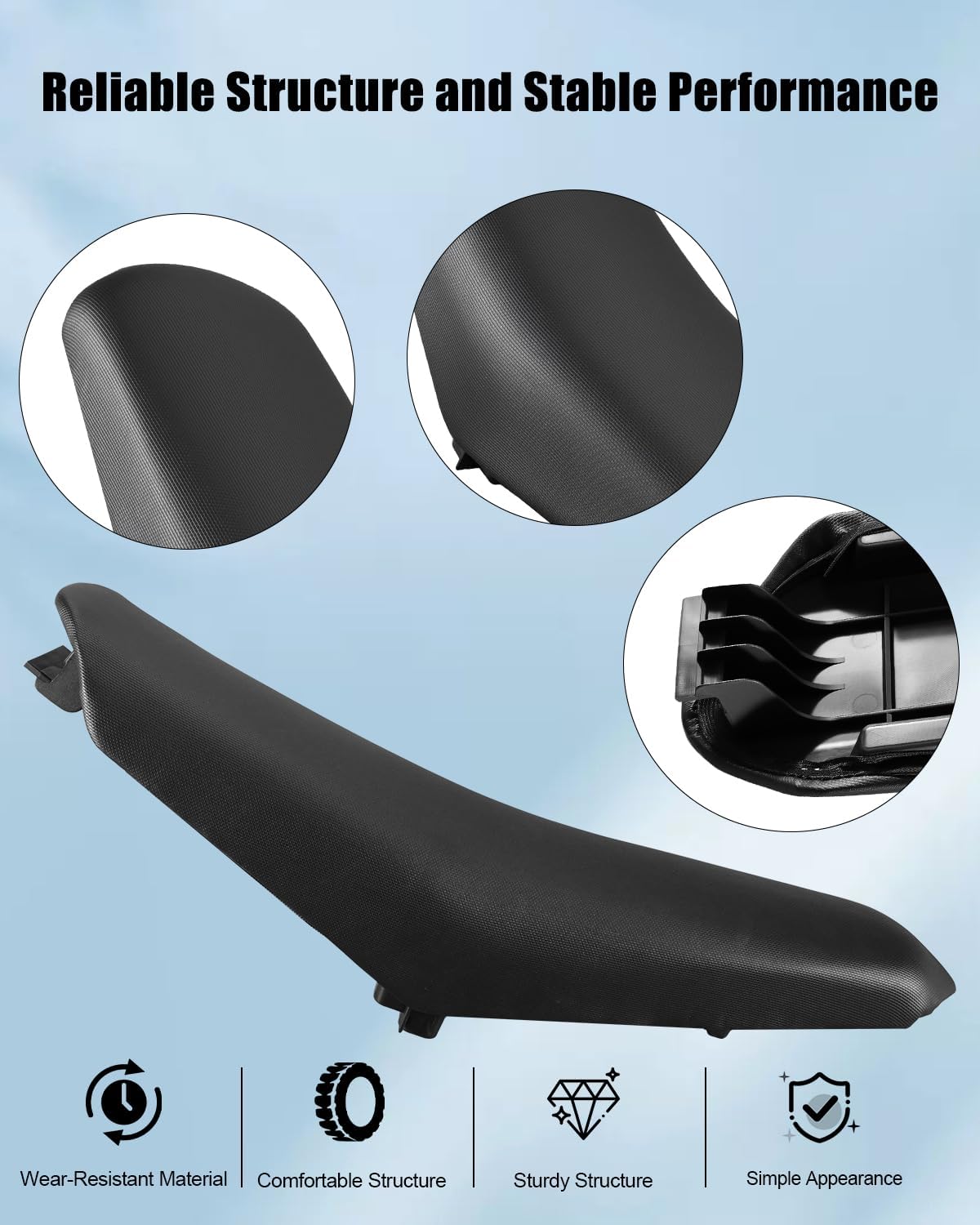 Motorcycle Replacement Seat Cushion Pad Fit for Tutti Tutto Soleil 01, Black Non-Slip Seat Cover