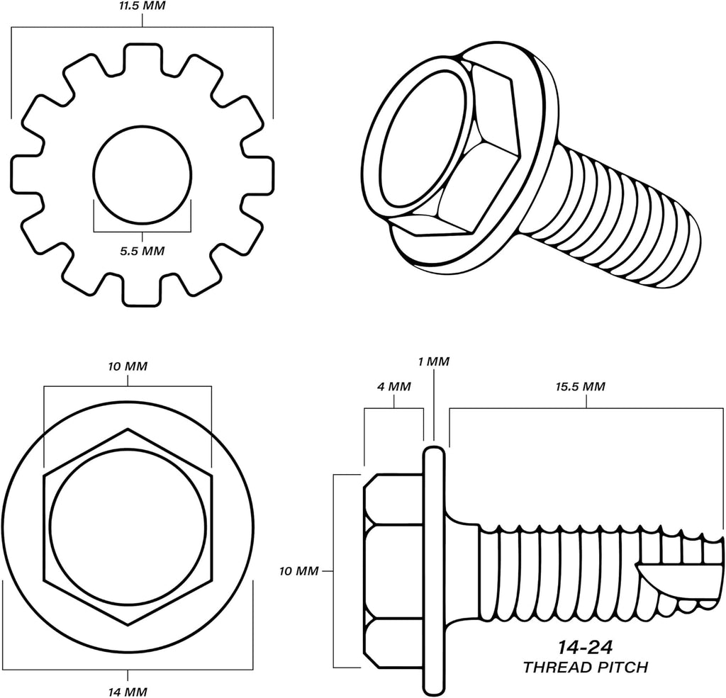 USR 87-06 CJ/TJ/YJ Rear Tail Light OE Replacement Screw J4000318 – Steel Zinc Plated Bolt (3 Pieces) Set - Compatible with 1987-2006 Jeep Wrangler (14-24 THREAD SCREW w/LOCK WASHER)