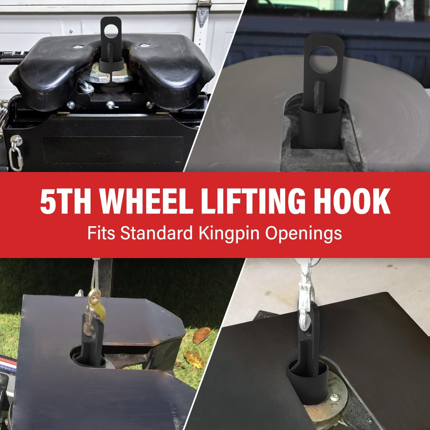 5th Wheel Lifting Bracket Wheel Trailer Hitch Fifth Lifting Hook Replace # 6100, Black