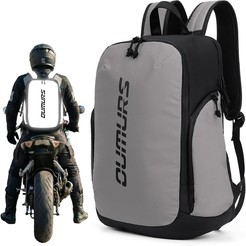 Oumurs Reflective Backpack 1800D Water-resistant Oxford Cloth Backpack Laptop Backpack for Motorcycle, Travel, Cycling, Work, Sport, Hiking, Gym, Black