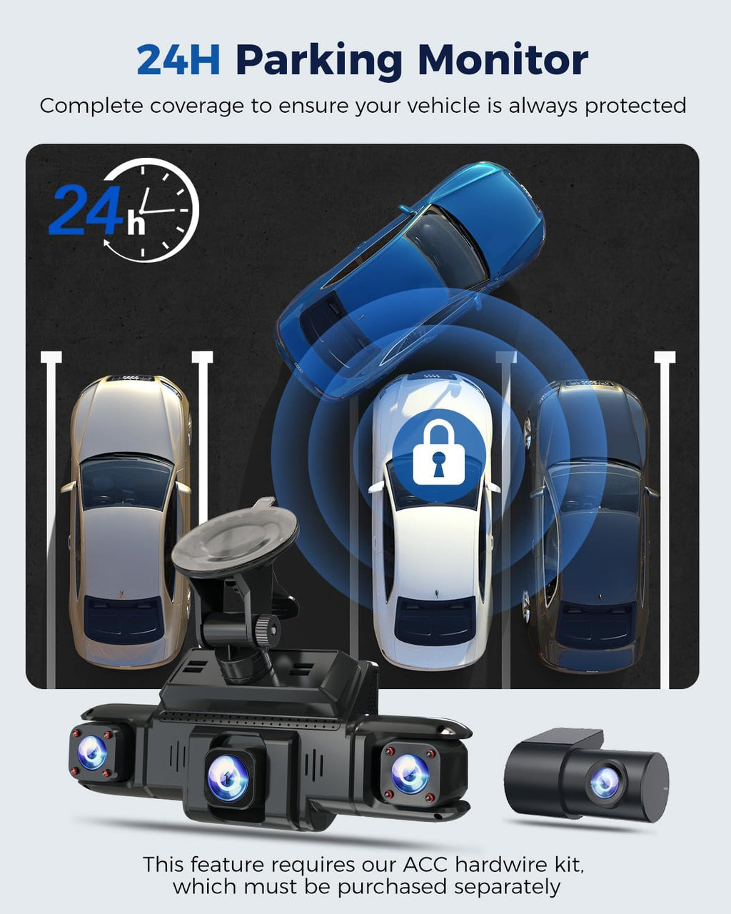 360 view 4 channel dash cam front and, side view