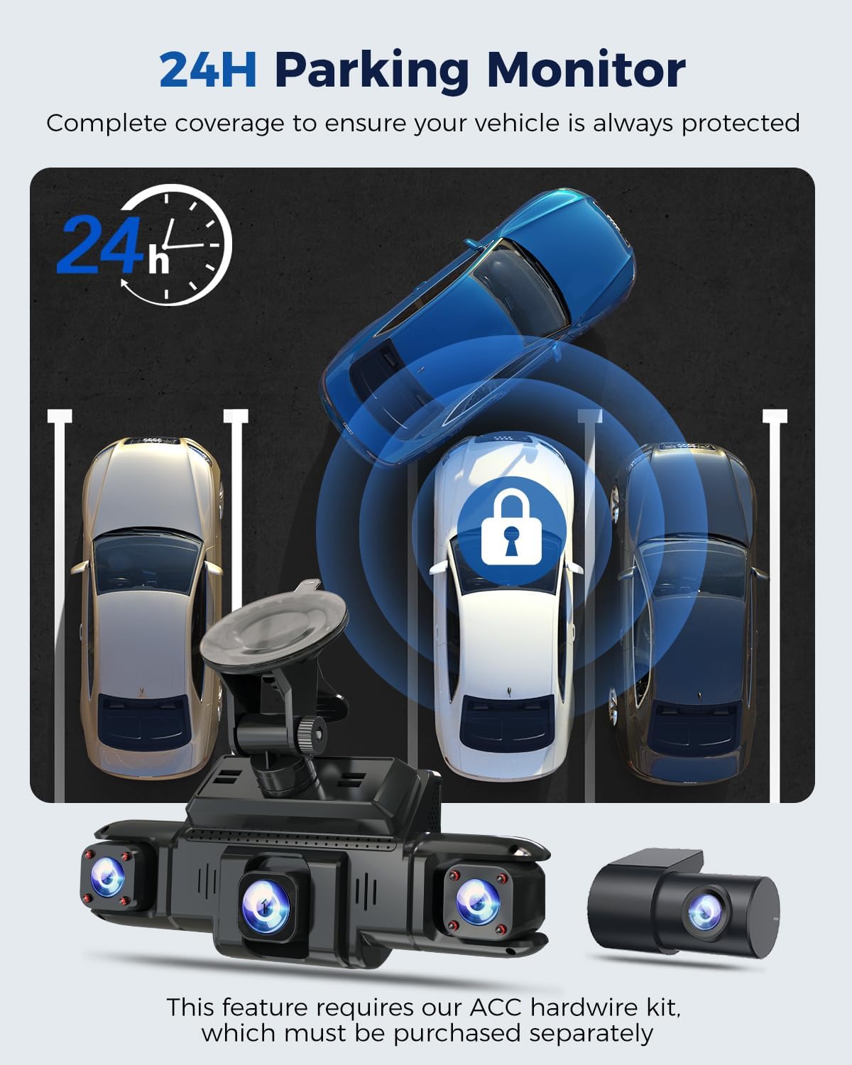 360 view 4 channel dash cam front and, side view