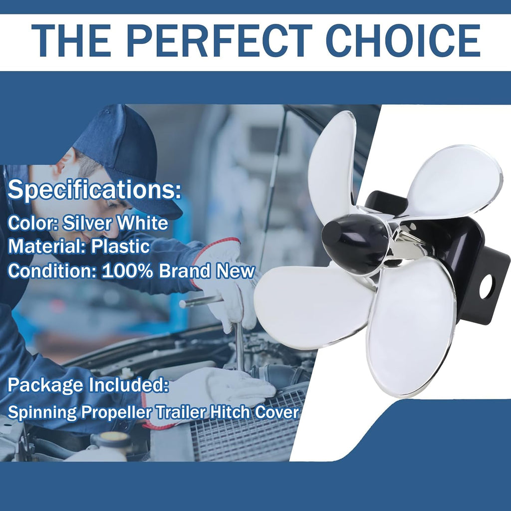Tow Hitch Cover 77009, Spinning Propeller Trailer Hitch Cover Plastic for 2 Inch Receivers