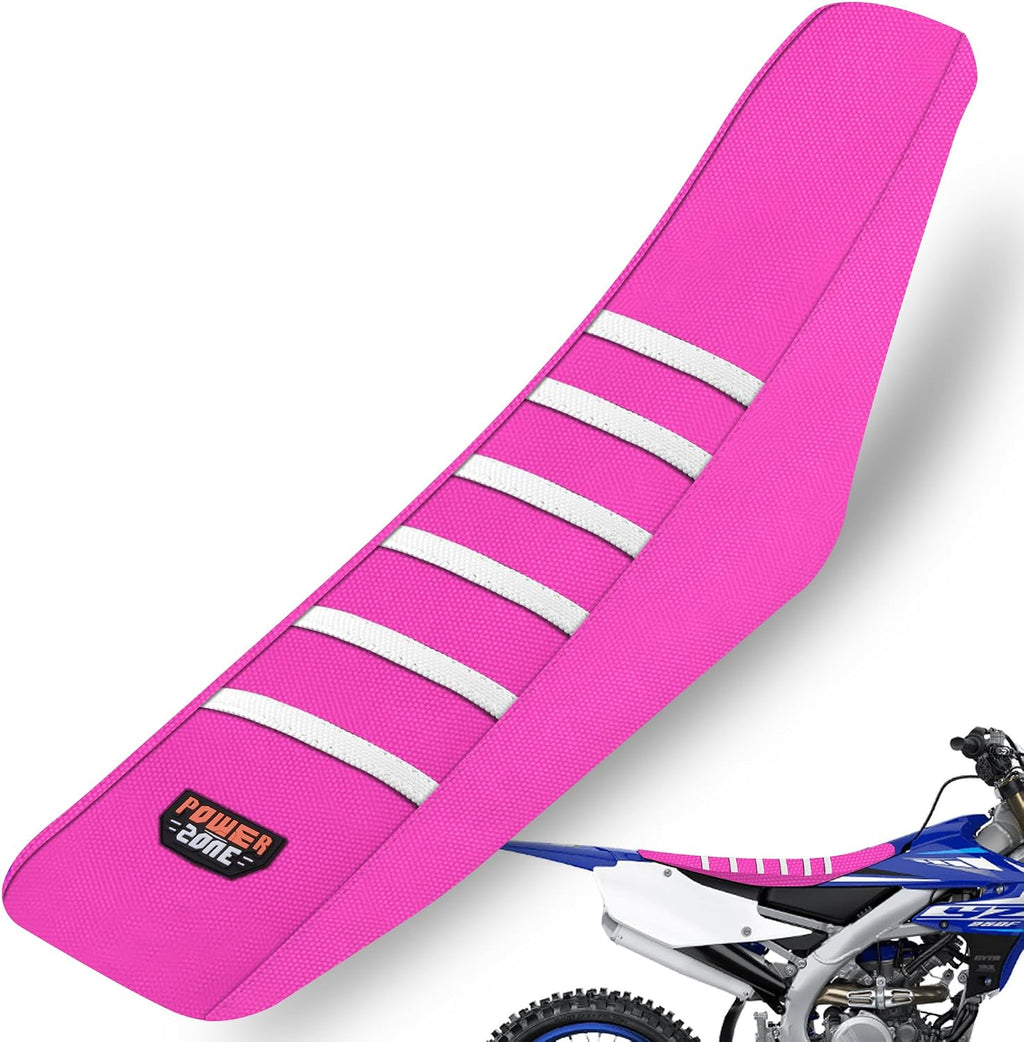 Dirt Bike Seat Cover - White Stripe Universial Seat Cover for Dirt Bike - Motorcycle Motorcross Enduro Seat Covers (Pink)