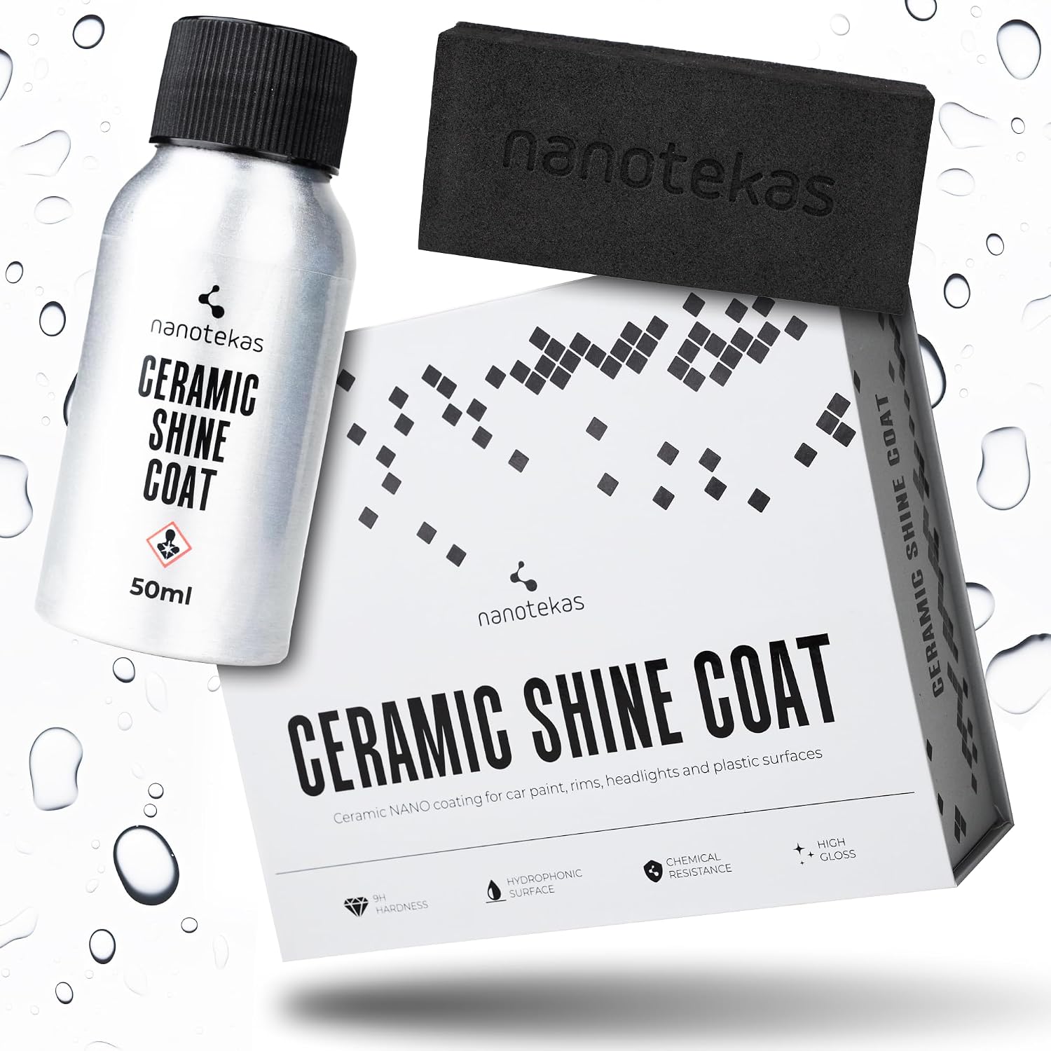 Nanot ekas Ceramic Shine Coating Car, Nano 9H Hydrophobic Coating for Car Body Paint Protection, 50 ml