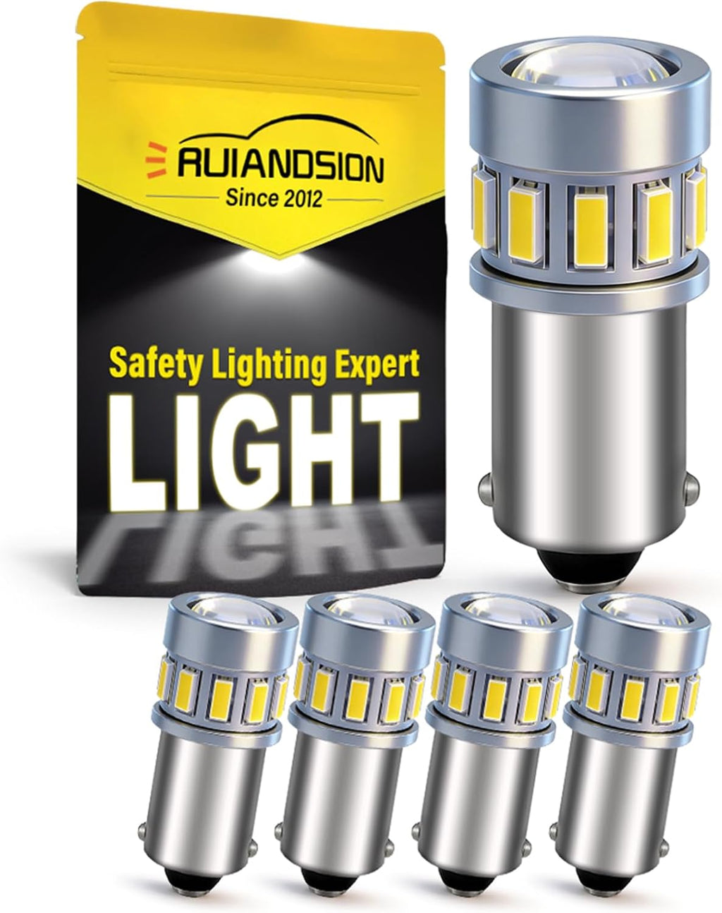 Ruiandsion BA9S LED Bulb 12V 240LM for Glove Box 5-Pack White
