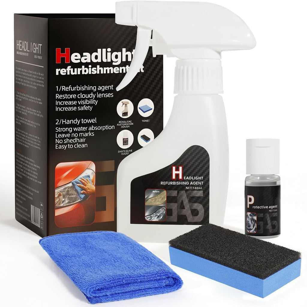 Updated Car Headlight Restoration Kit: Restore Headlamp Clear from Yellowing & Oxidation Waterproof Gloss Finish - Covers 4-5 Vehicle Headlight Treatments for Automotive Trucks RVs Motorcycles
