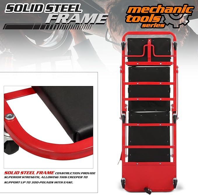 M-AUTO Heavy-Duty Convertible Mechanic Creeper, Z-Creeper 2-in-1 Creeper and