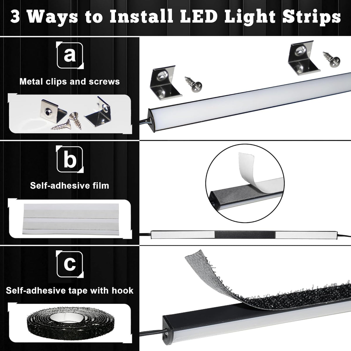 door activated gun safe light kit, 5000k linkable, package contents