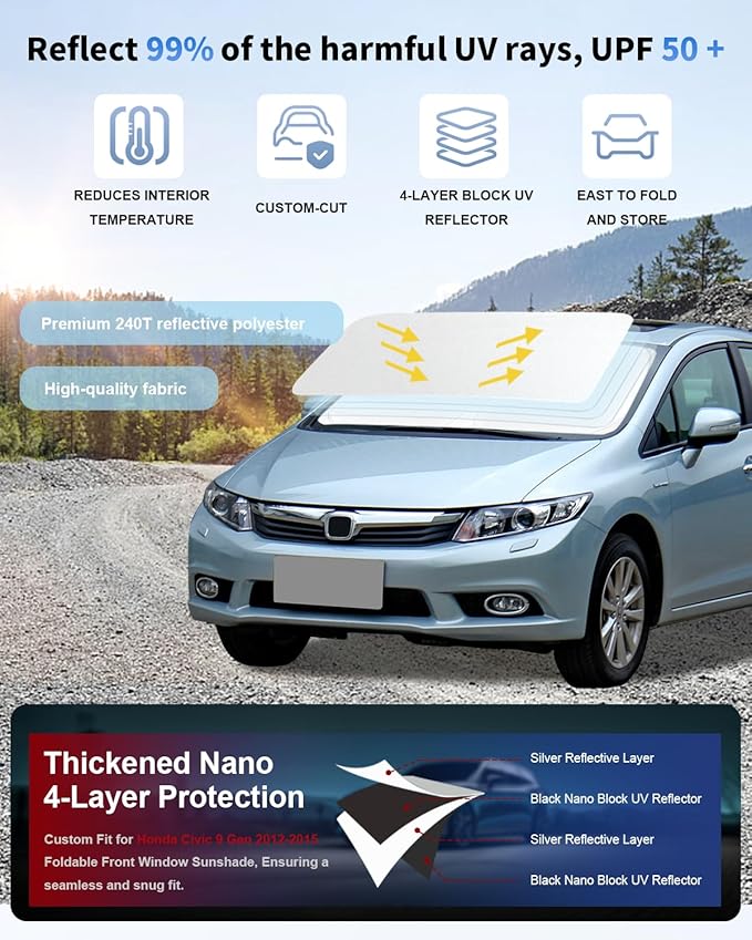Custom Fit for Civic Car Windshield Sunshade for Honda Civic 9 Generation - Image 2