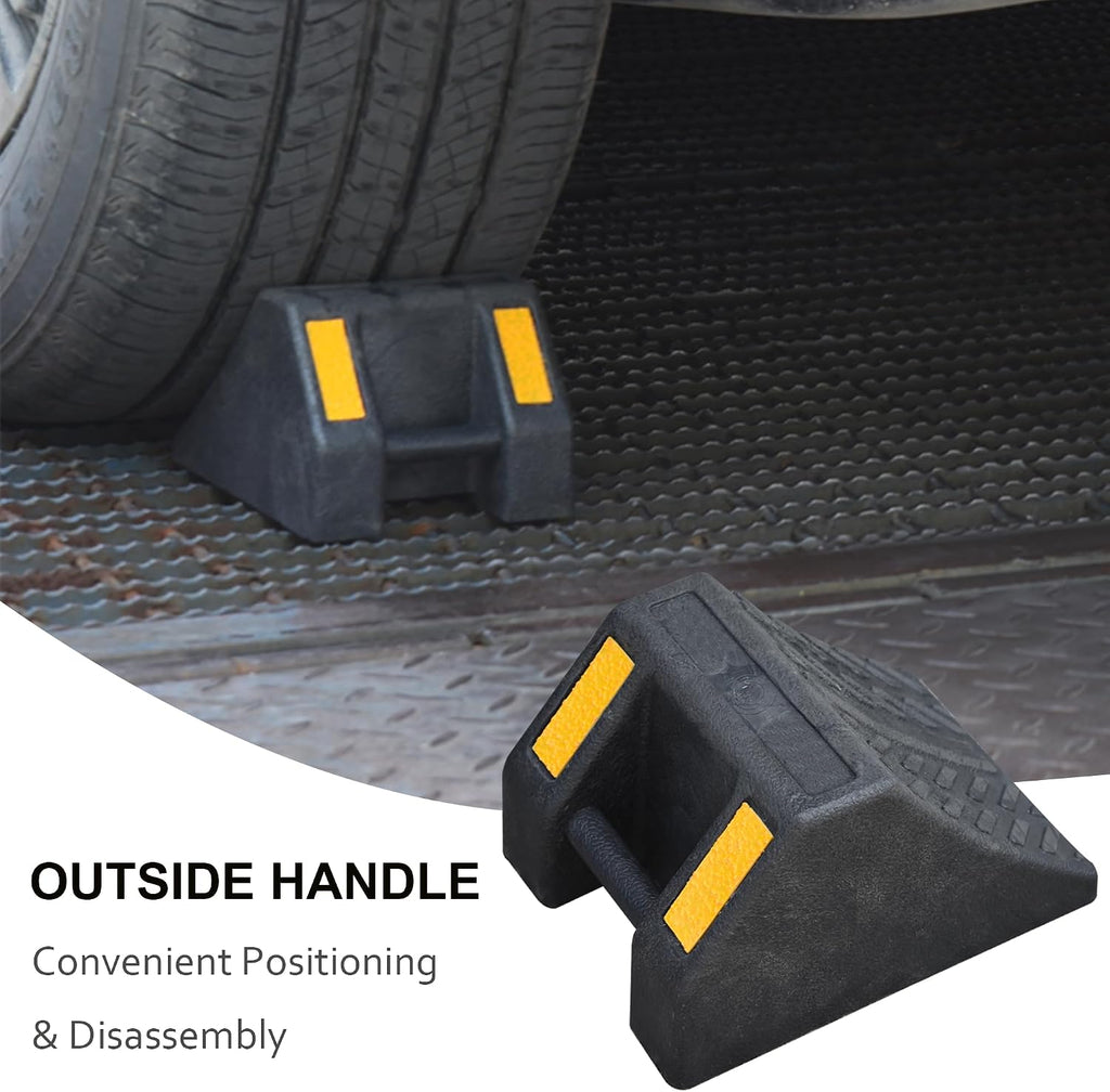 OrangeStar Rubber Wheel Chocks, Tire Chock w/Handgrip for Car, RV, Travel Trailer, Camper Accessory (8 Packs