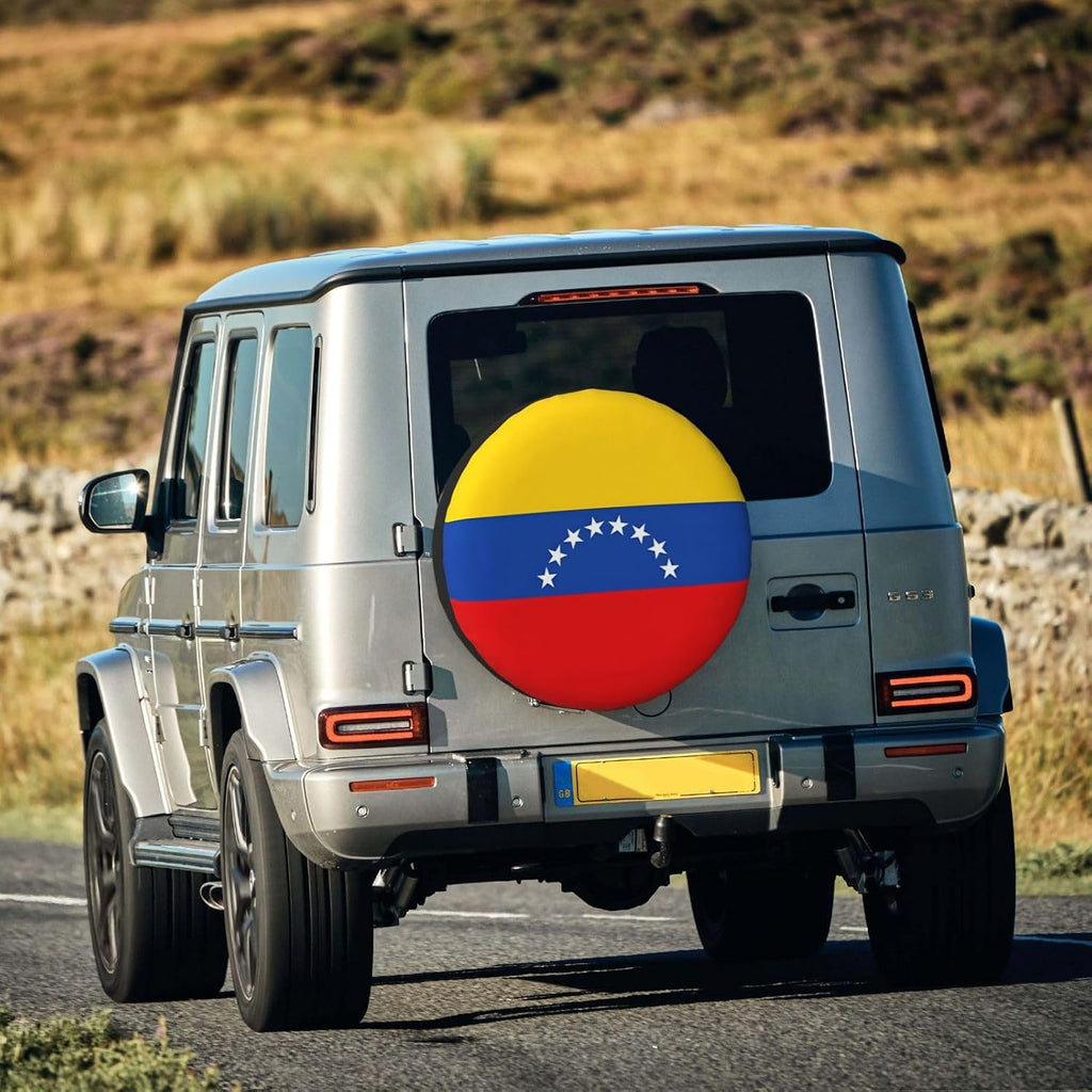 Flag of Venezuela Print Universal Spare Tire Cover for RV, Jeep | Wheel Protector Fits Rv, Trailer, Jeep, Shield Tires From Sun, Dirt And Rain For Outdoor Storage