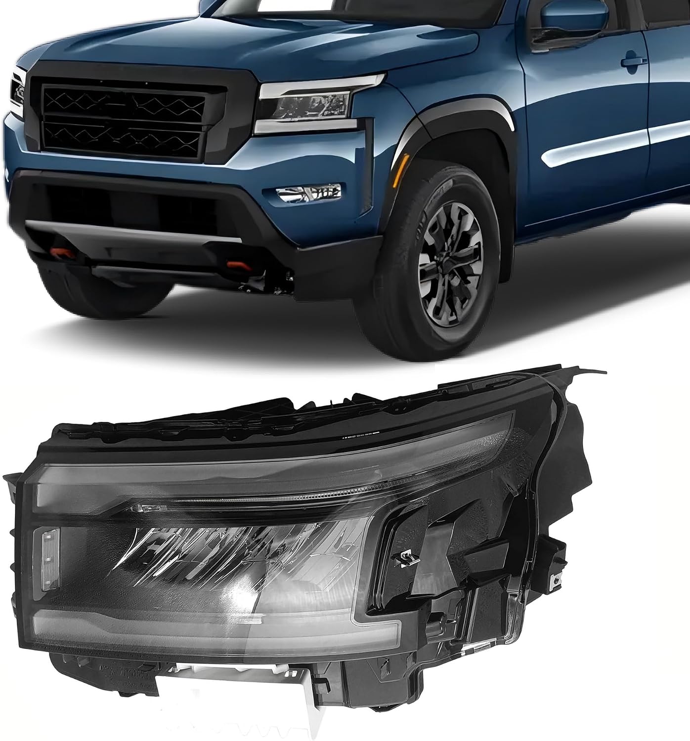 PartsFlow LED Headlight w/DRL Headlamp Left Driver Side W/O Bulb Compatible with 2022 2023 2024 2025 Nissan Frontier 26060-9BU0D