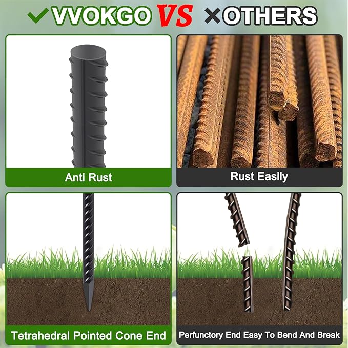 VVOKGO Rebar Stakes 48 Inch 16-Pack Concrete Form Stakes Heavy Duty Straight - Image 3