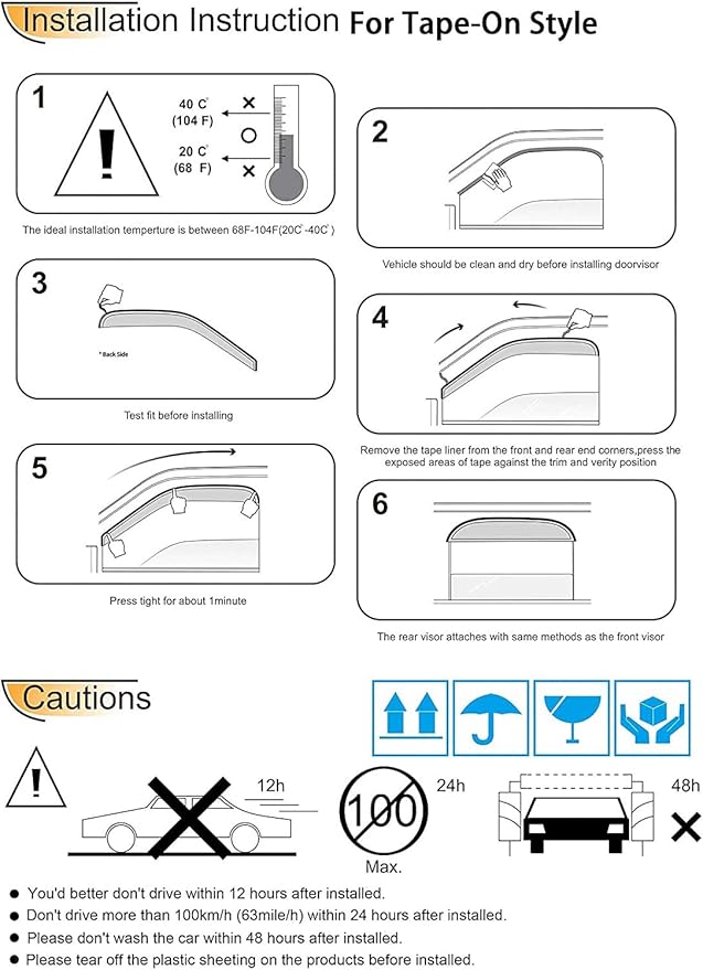 TY4P07 Original Side Window Wind Deflector, Window Visor fit - Image 7