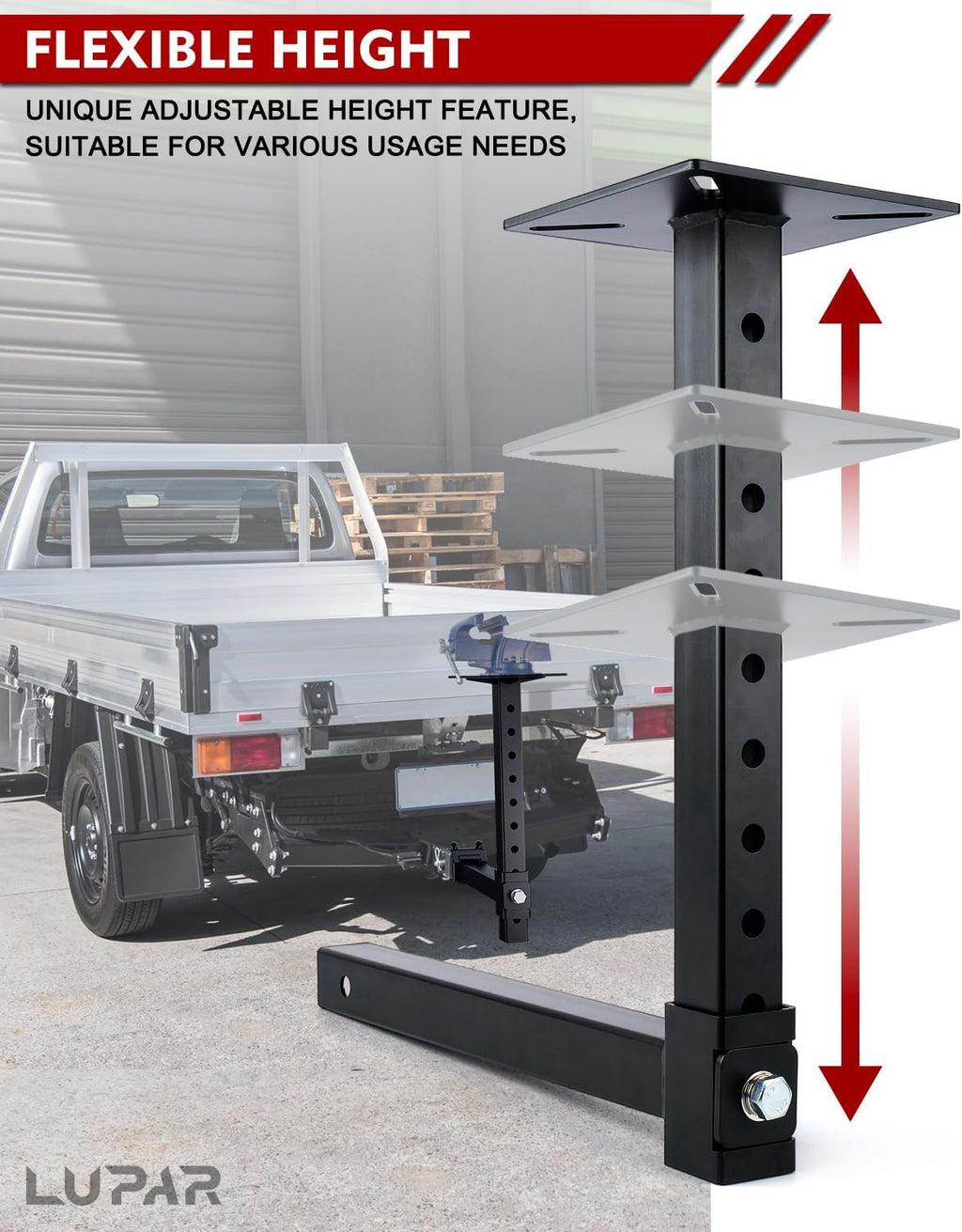 Heavy-Duty Hitch Mount Vise Plate, Hitch Vise Holder with Adjustable Height | Universal Fit for 2-Inch Receiver