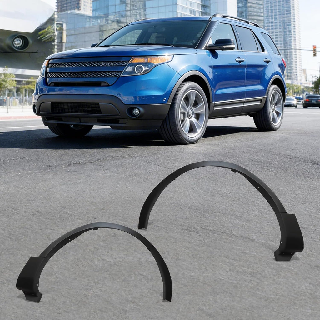 Fender Flares Compatible with 2011-2015 Ford Explorer,Front Left & Right Wheel Arch Trim Pair,PP Material Black Fender Flares Replacement for FO1290126 BB5Z16039AA BB5Z16038AA
