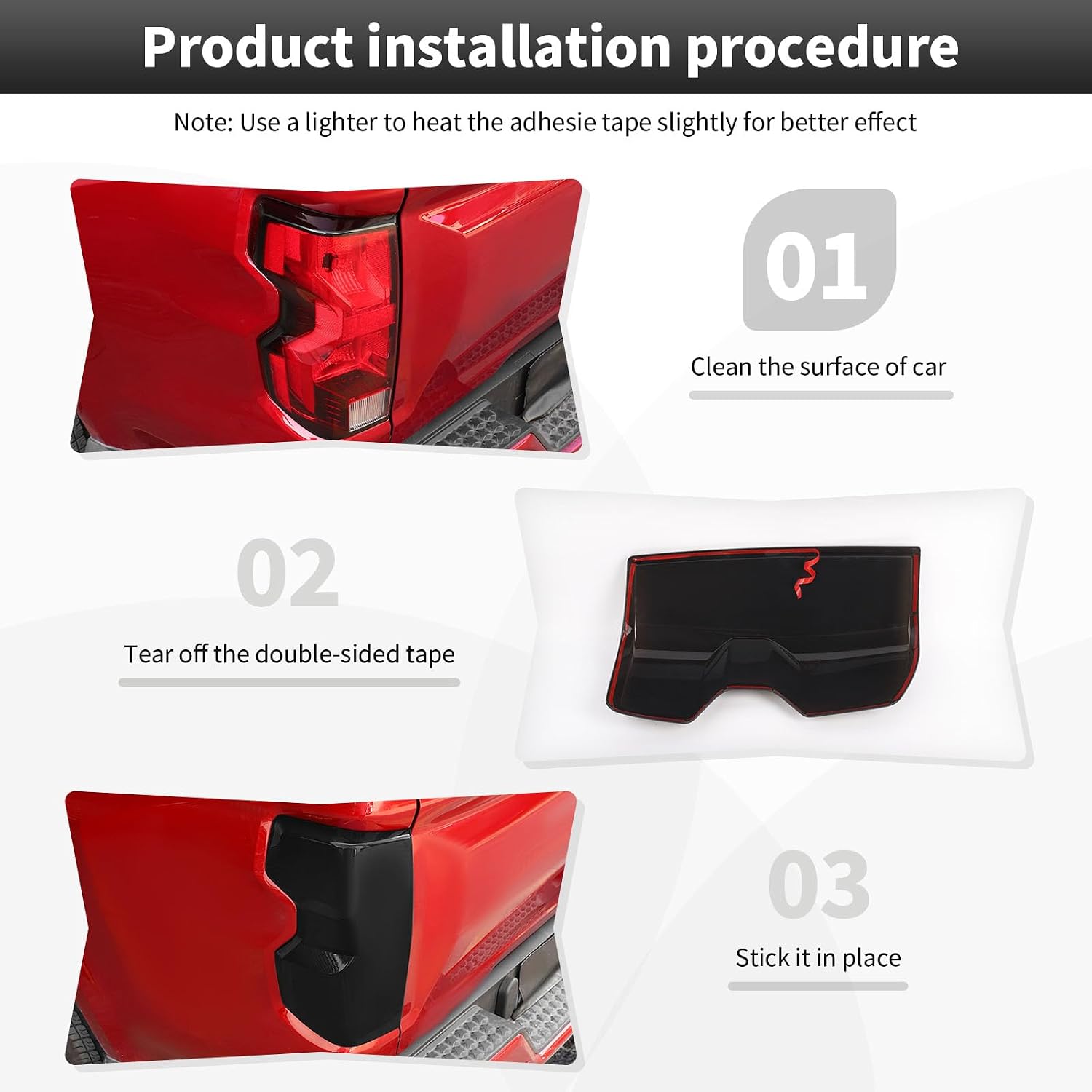 CheroCar Smoke Black Tail Light Lamp Cover Taillight Guard Trim Bezel for 2023-2026 Chevrolet Colorado Pickup Truck Exterior Decoration Accessories
