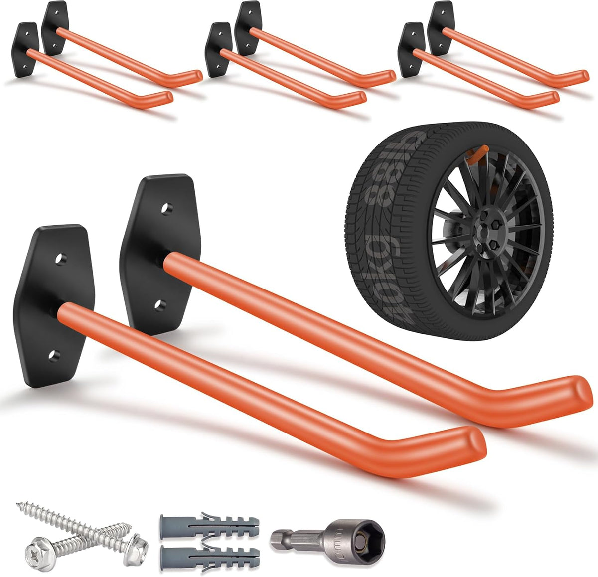 8 PCS Garage Hooks Heavy Duty Wall Mount, Tire Storage System