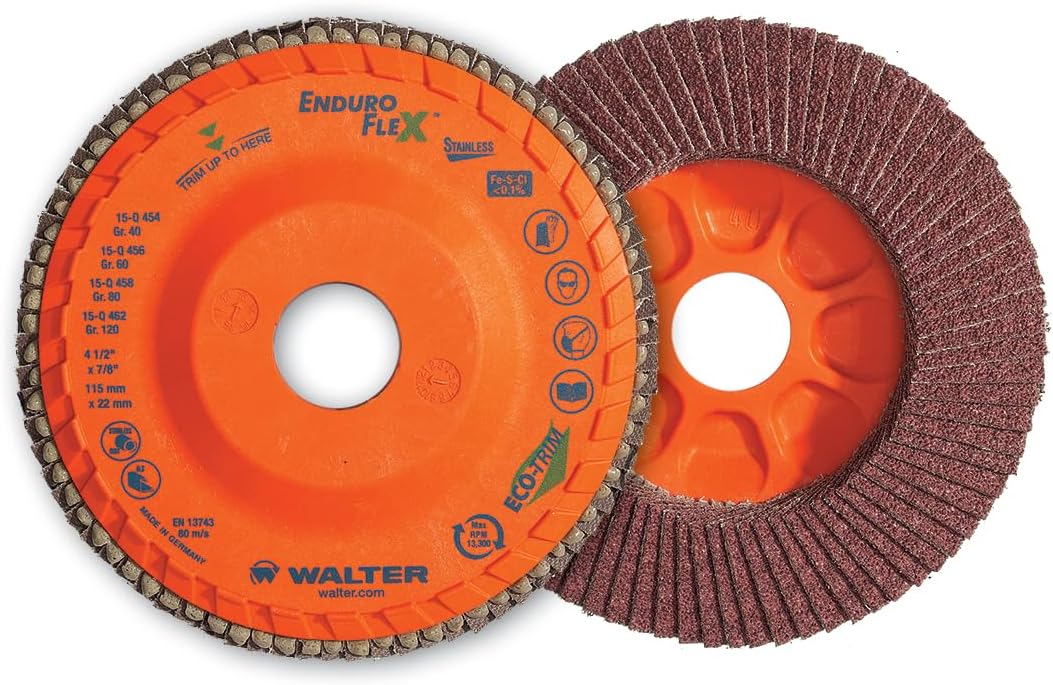 walter enduro-flex™ stainless flap disc, ceramic abrasive, spin-on, main product view