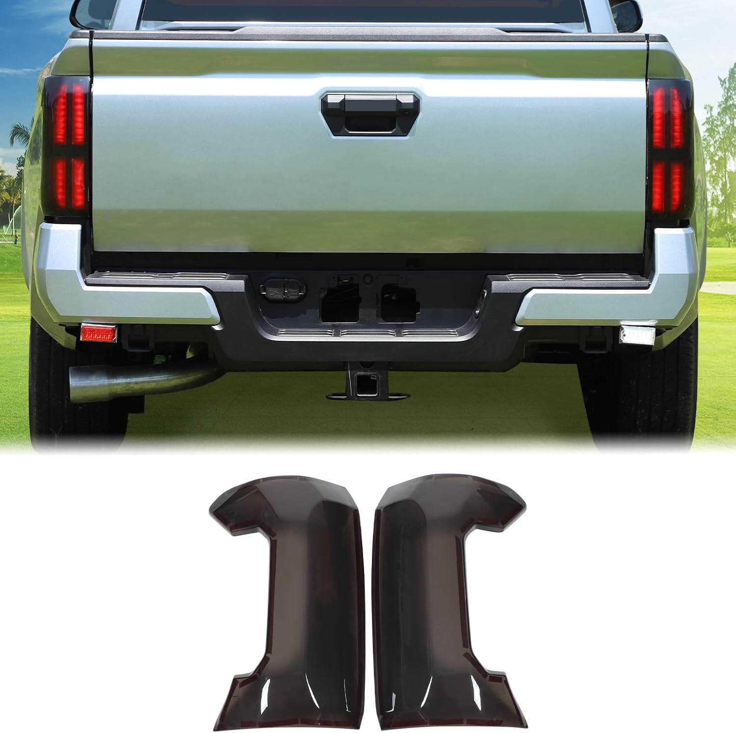 Aunginsy Tail Light Lamp Cover Compatible with Toyota Tacoma 2024-2026, Rear Taillight Lamp Cover Shell Shade Smoked Black Frame Bezels Trim Cover Rear Headlight Protection Cover Exterior Accessories